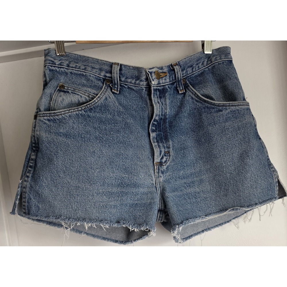 Wrangler Shorts 32 Casual Solid Blue Cotton Cut offs Retro